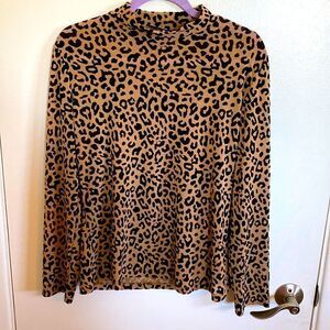 Sheer long sleeve cheetah print top size 0XL